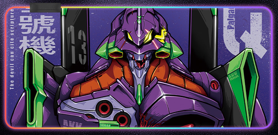 Ігрова поверхня для мишки з Аніме принтом "Євангеліон / Evangelion" LED підсвічування 800*300*4 мм 1501
