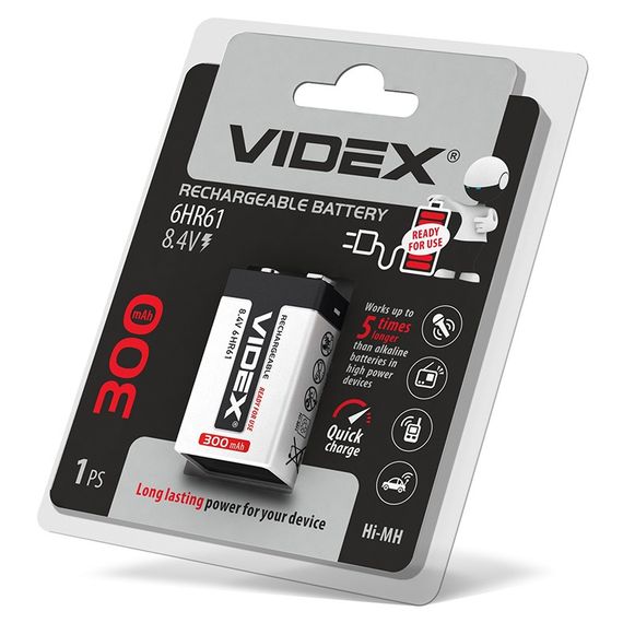 Акумулятори Videx 6HR61 300mAh (Крона)