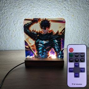 Світильник нічник з надрукованою картинкою Ґатс 2 Берсерк Чорний мечник з пультом acr-uf000146