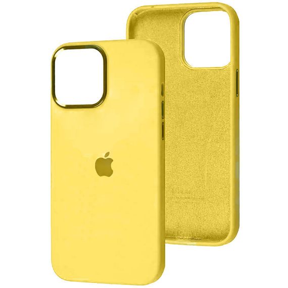 Чехол Silicone Case Metal Buttons (AA) для Apple iPhone 14 Pro (6.1") Силикон, Желтый / Sunglow