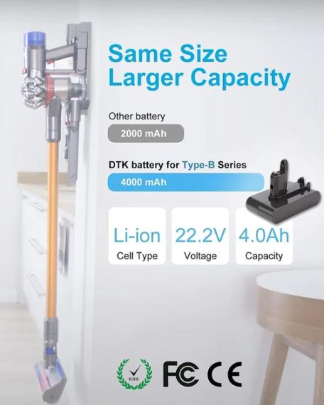 Сменная батарея DTK 4000 мА·ч для Dyson DC31/DC34/DC35/DC44, тип B | Зображення 3