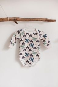 Боді стрейч кулир довгий рукав принт Кактус від 1 міс до 2-х років