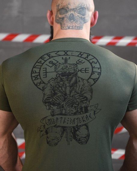 Тактична футболка потовідвід SABUR РУНИ ОЛИВА ВТ6563 | Зображення 3