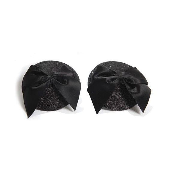 Пестіс Bijoux Indiscrets Burlesque pasties GLITTER and BOW, Черный | Зображення 1