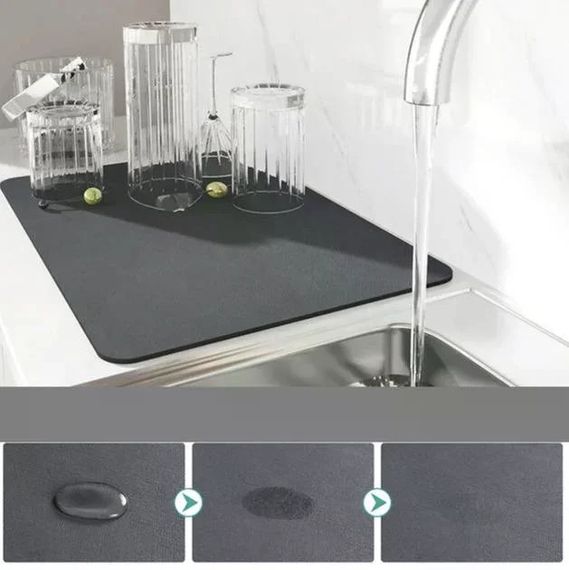 Коврик для сушки посуды PVC mat 40×30 см • Кухонный коврик-подставка 40×30×0,4 см для тарелок, чашек и столовых приборов | Зображення 2