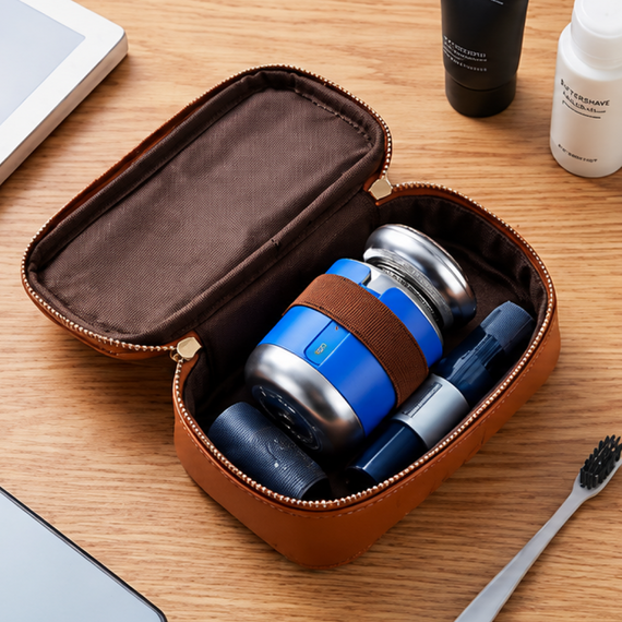 Мужской набор для бритья, от USB, 550 mAh, KM-3223, Синий / Аккумуляторная машинка для бороды | Зображення 4