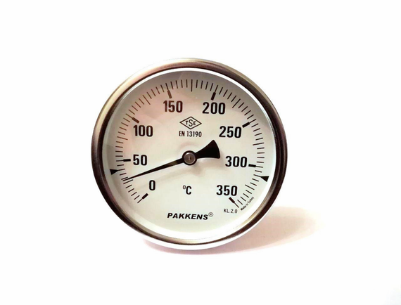 Термометр D 100 мм/350°С биметаллический трубчатый с гильзой погружной L-110 мм 1/2" PAKKENS Турция | Зображення 1
