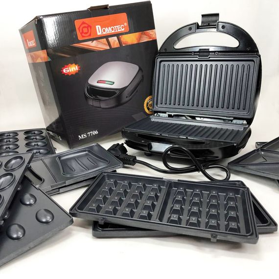 Мультипекар 6в1 зі знімними формами Domotec MS-7706, сендвічниця 4в1, домашній гриль KA-951 для шаурми | Зображення 9