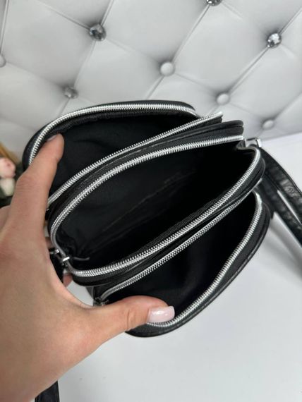 Сумка кросбоді жіноча маленька компактна 3 відділення Чорна | Зображення 3