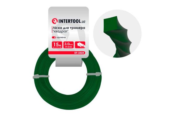 Леска для триммера Intertool - 3,0мм x 15м квадрат крученый (DT-2325)