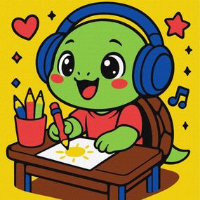 Картина за номерами "Черепашка малює" ©art_selena_ua KHO1297, 25х25 см