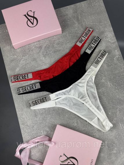 Комплект женских стрингов со стразами Victoria's Secret - 3 шт на выбор, трусики-стринги Виктория Сикрет | Зображення 2