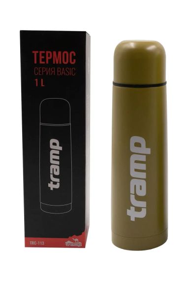 Туристичний термос питний ТРАМП Basic хакі 1л Сталевий термос похілний для напитків для чая та кави | Зображення 1