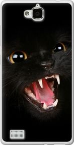 Чехол на Huawei Honor 3C Чёрная кошка "932u-307-17620"