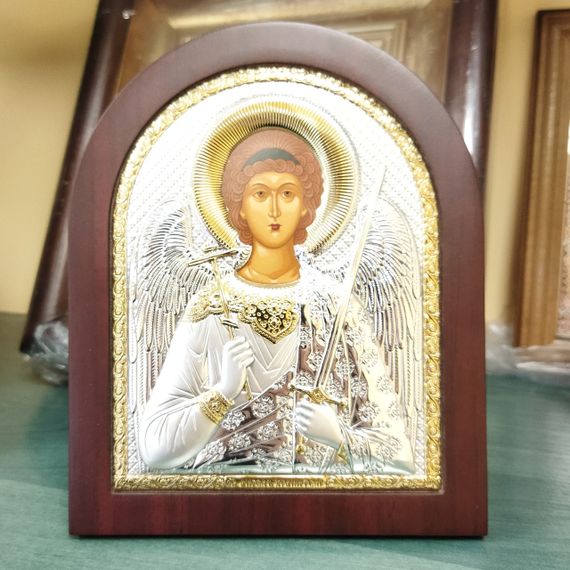 Янгол Охоронець, грецька срібна ікона з позолотою Silver Axion 18*15 см | Зображення 2