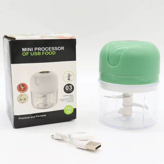 Акумуляторний міні подрібнювач для продуктів 250мл, з USB / Кухонний міні блендер для овочів | Зображення 2