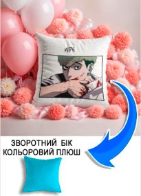 Подушка плюшева Мерч Крафт Дизайн з принтом аніме вбити сталкера блакитний плюш квадратна 33х33 см