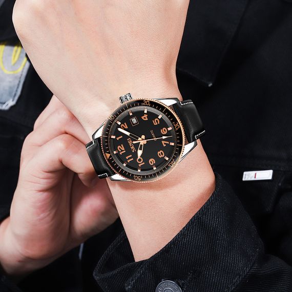 Чоловічий годинник Skmei 9232LRGBK Rose-Gold Black Leather | Зображення 3