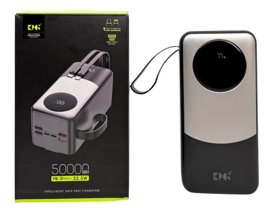 Power Bank 50000 mAh 22,5W QC потужний з кабелями KPG-502X зарядка зовнішній акумулятор павербанк швидка зарядка