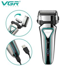 Электробритва портативная VGR V-333 шейвер для бритья бороды и усов с аккумулятором. UA-906 Цвет: серебряный