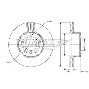 Диск гальмівний передній BMW 1 F20/F21 11-19/3 F30/F31 11-19/3 F34 12-/4 F32/F33 13-20 (300x22), TX 74-01