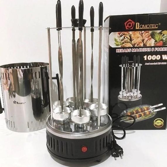 Шашлычница электрическая Domotec MS-7781 на 6 шампуров 1000Вт вертикальная с нержавеющей стали | Зображення 4