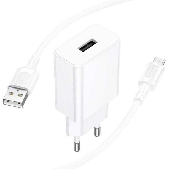 МЗП Borofone BA110A Lemi 7.5W (1USB-A) + кабель USB to MicroUSB White | Зображення 4