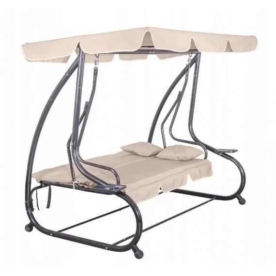 Качеля садовая Bonro Garden BW-002 бежевая 3-х местная раскладная 42400949 | Зображення 3