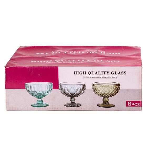 Креманки из толстого стекла набор 6 штук по 300 мл Зеленый | Зображення 3