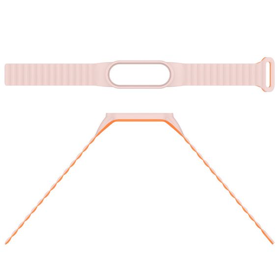 Ремінець Dual-color Magnetic для Xiaomi Mi Band 7/6/5/4/3 Light Pink / Orange | Зображення 3