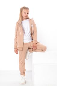Спортивний костюм для дівчинки підлітковий (Zip-худі та штани) з написами Носи своє 170 Капучино (p-14038-213710)