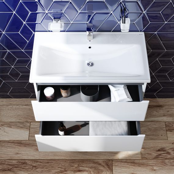 Тумба підвісна AM.PM X - Joy 80 см білий глянець з умивальником (M85-FHX0802-WC0802WG38) | Зображення 7