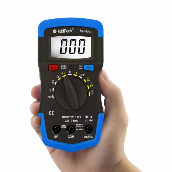 Мультиметр HoldPeak HP-36K компактний цифровий (4000 відліків 1000В 10А AC/DC 40МОм 4000мкФ 1000°C 10МГц) | Зображення 5