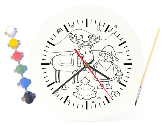 Дитячий набір для творчості годинник розмальовка Санта і Рудольф 30 см (Г0070) | Зображення 3