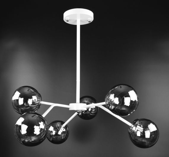 Люстра стельова на 6 лампочок 26488 Білий 25-63х65х65 см. | Зображення 1