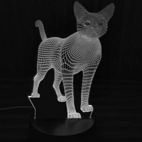 Акриловый светильник-ночник Кошка белый tty-n000165