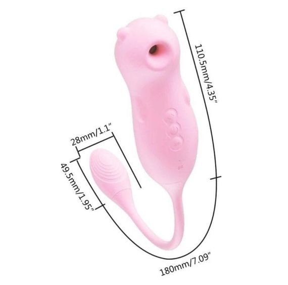 Вагінально-кліторальний вібромасажер "Fun bear", 5 вакууму, 10 вібрації, рожевий sexstyle | Зображення 5