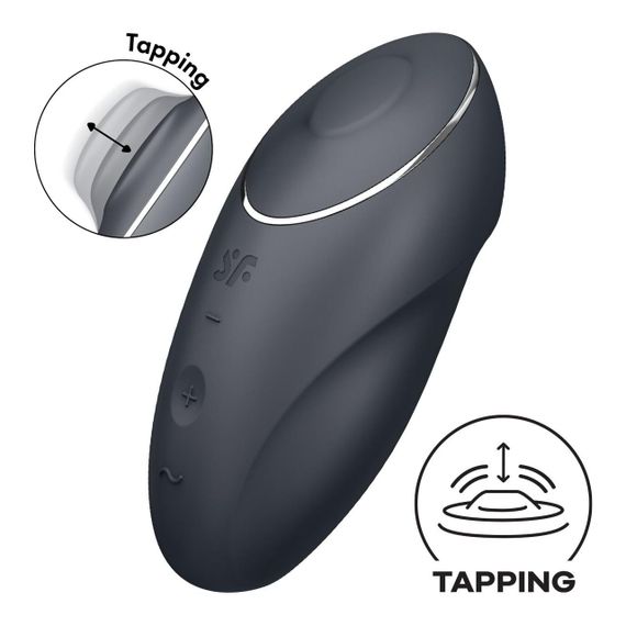 Вібростимулятор-пульсатор Satisfyer Tap & Climax 1 Grey, ефект постукування пальцем, 2 мотори Sex Aura