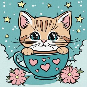 Картина за номерами "Чудовий котик" ©art_selena_ua KHO6280, 25х25 см