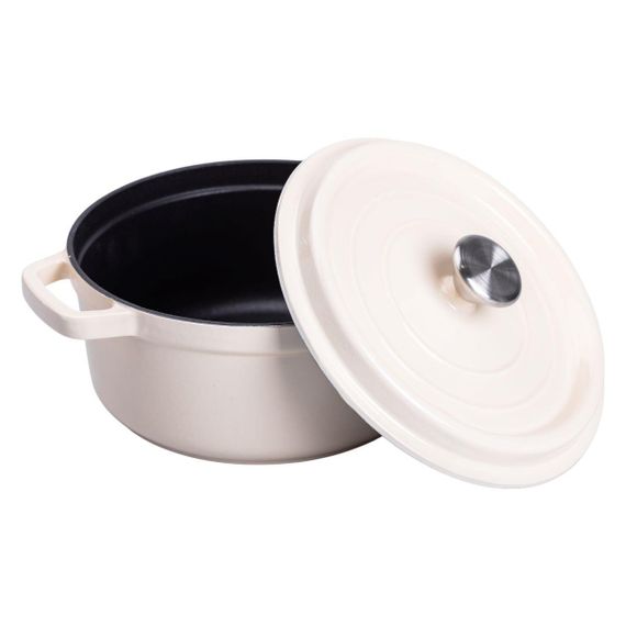 Кастрюля чугунная эмалированная 3 л с крышкой Ø24 см Бежевая | Зображення 2