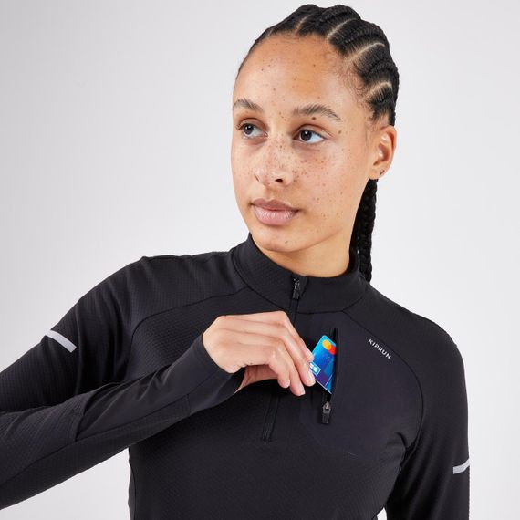 Футболка з довгими рукавами жіноча Run Warm для бігу чорна - EU40 UA46 | Зображення 5