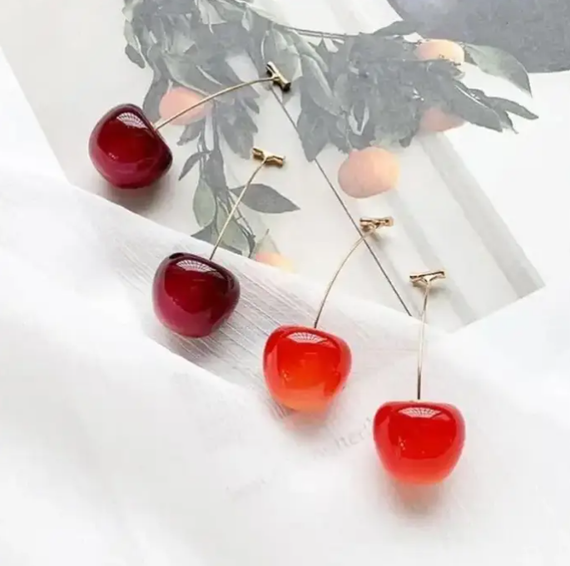Сережки "вишни", сережки с вишнями, сережки с черешнями, сережки "Черешни", серьги, серёжки Жовтий | Зображення 2
