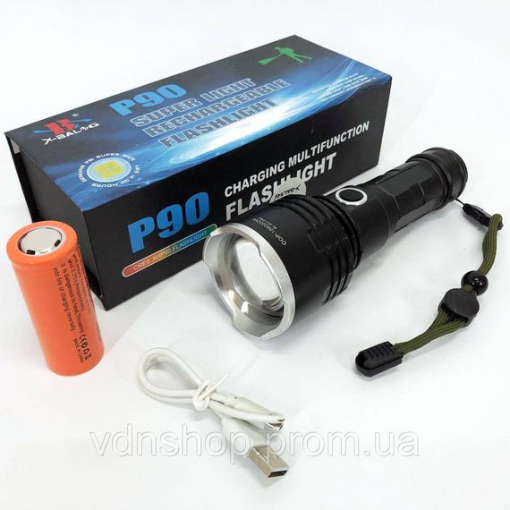 Фонарь ручной металлический X-Balog, Ручной фонарик cob, Фонарь с защитой от пыли YE-45 | Зображення 6