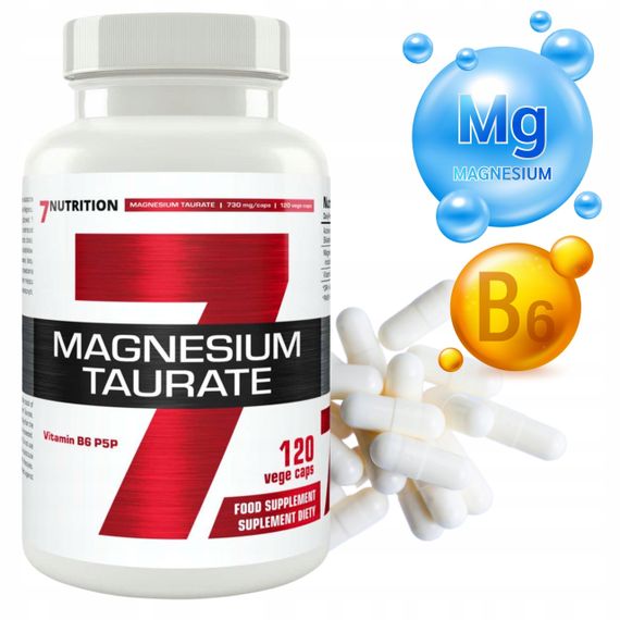 Таурат магнію + Вітамін B6 7 Nutrition Magnesium Taurate 736 mg + B6 5 mg 120 caps | Зображення 1