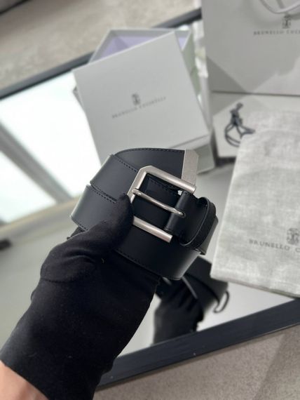 Ремінь Brunello Cucinelli натуральна шкіра чорного кольору r161