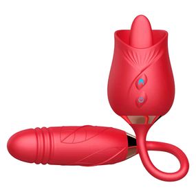 Вібромасажер "10-Mode Tongue Licking Rose Vibrator" вагінально-кліторальний Sex Aura
