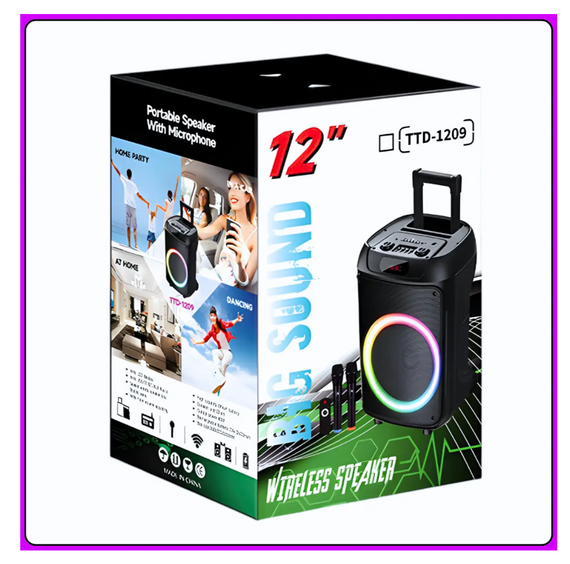 Колонка Bluetooth Wireless Speaker TTD-1209 з мікрофонами і пультом ДУ ∙ Портативна TTD-1209 Bluetooth колонка 12" | Зображення 2