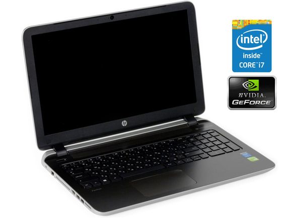 Ноутбук HP Pavilion 15-p258nl / 15.6" (1366x768) TN / Intel Core i7-5500U (2 (4) ядра по 2.4 - 3.0 GHz) / 16 GB DDR3 / 1000 GB SSD / nVidia GeForce 840M, 4 GB DDR3, 64-bit / WebCam / DVD-RW / Win 10 Home б/у