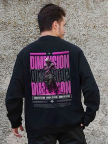 Утеплений оверсайз світшот на флісі з принтом Without Dimension Black