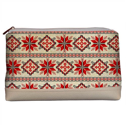 Косметичка дорожня жіноча Lovely Украинский орнамент звездочки 26x15x8 см
